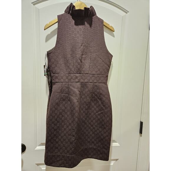 NWT TAYLOR Brown RUFFLED Sheath DRESS SZ 8 $148 Fitted Waist Textured Boutique - Picture 7 of 10